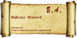 Bakcsi Arnold névjegykártya