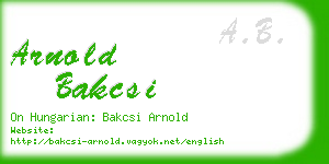 arnold bakcsi business card